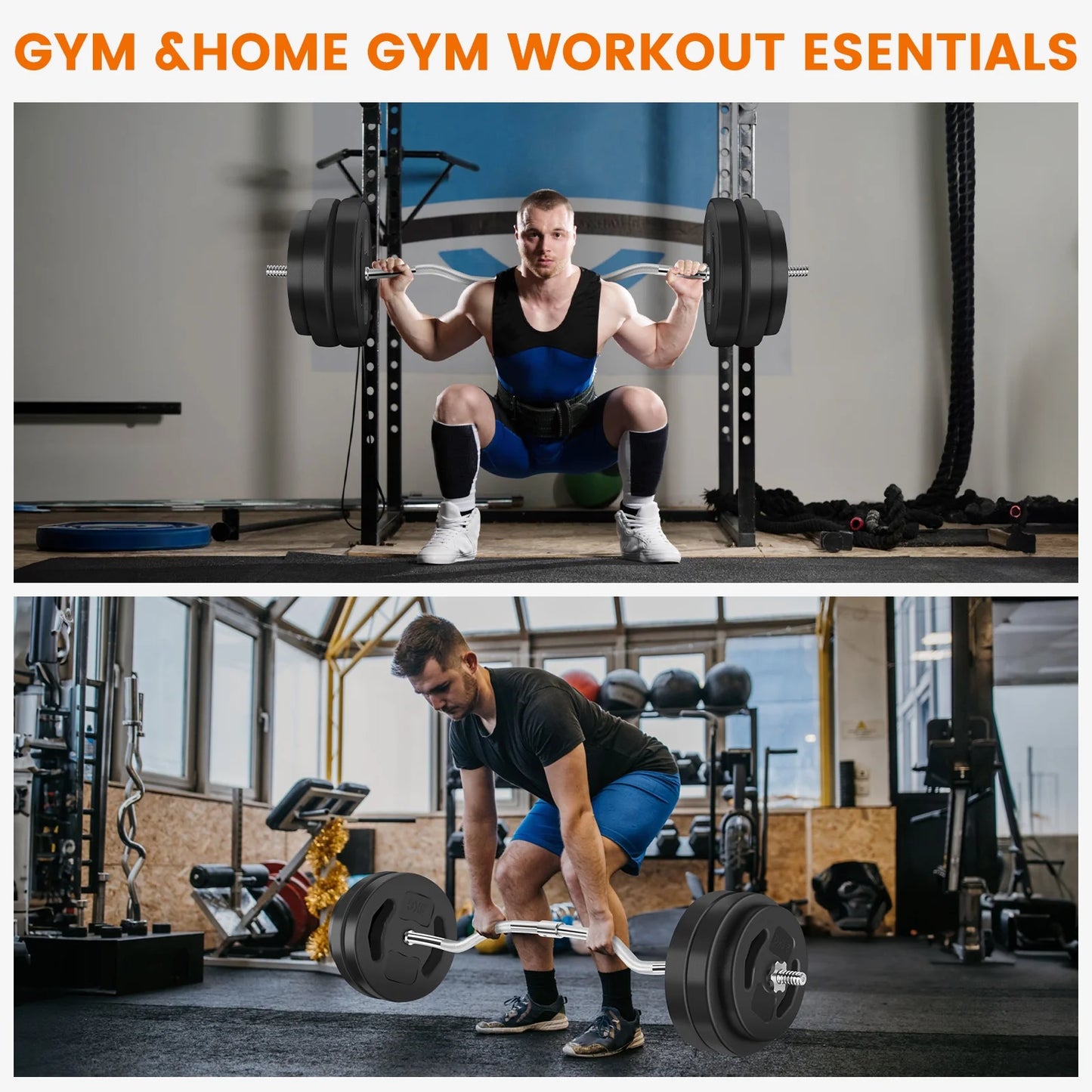 Adjustable Weight Dumbbell Set - 2 in 1 Free Weight Set with Connector - Dumbbells, Barbells for Full Body Workout and Muscle Toning