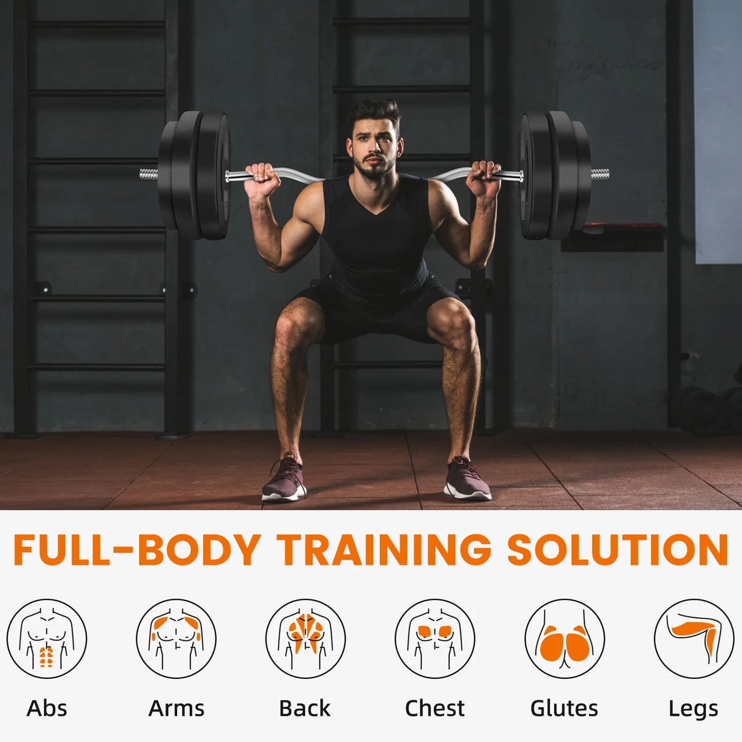 Adjustable Weight Dumbbell Set - 2 in 1 Free Weight Set with Connector - Dumbbells, Barbells for Full Body Workout and Muscle Toning